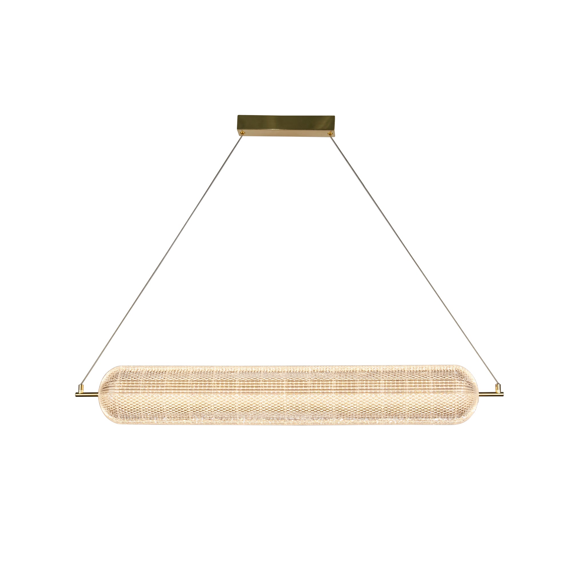 Capsule LED Convertible Pendant, Satin Brass Metal and Acryl