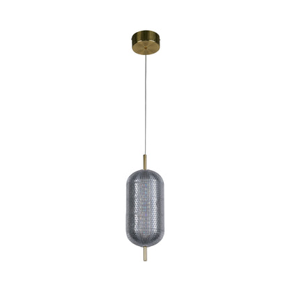Capsule LED Pendant, Satin Brass Metal and Acrylic Shade