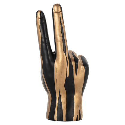 Deco object hand peace (Zwart/goud)