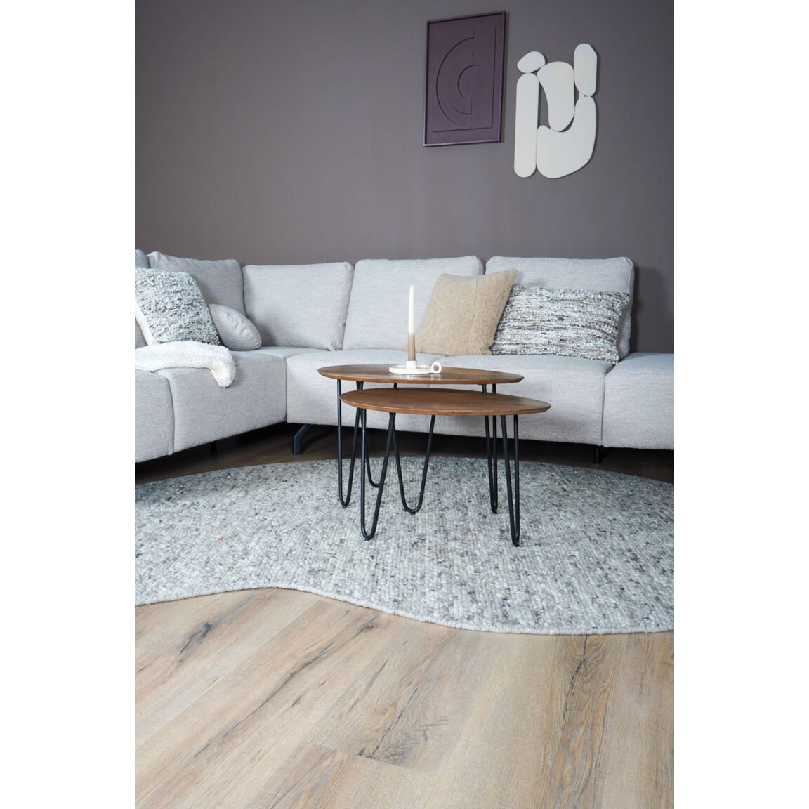 Vloerkleed Stone Licht Grijs - Organisch 160 x 230 cm