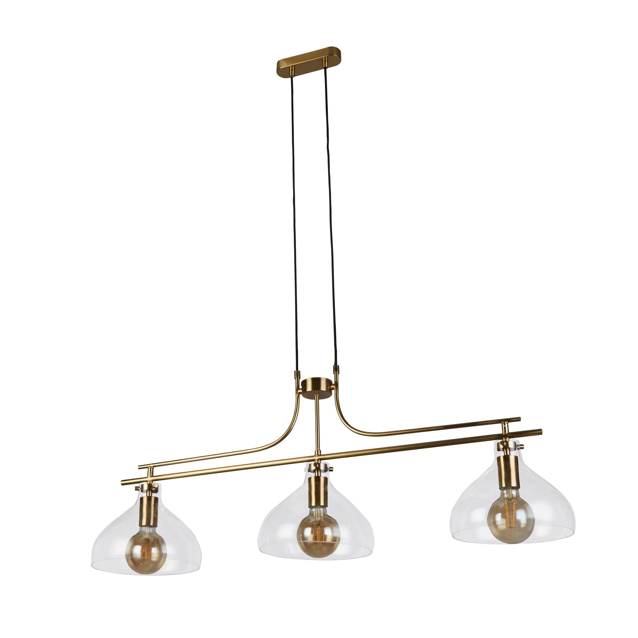 Hanglamp Margarita 3Lt Brass Metal & Clear Glass by Searchlight
