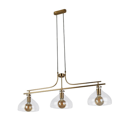 Hanglamp Margarita 3Lt Brass Metal & Clear Glass by Searchlight