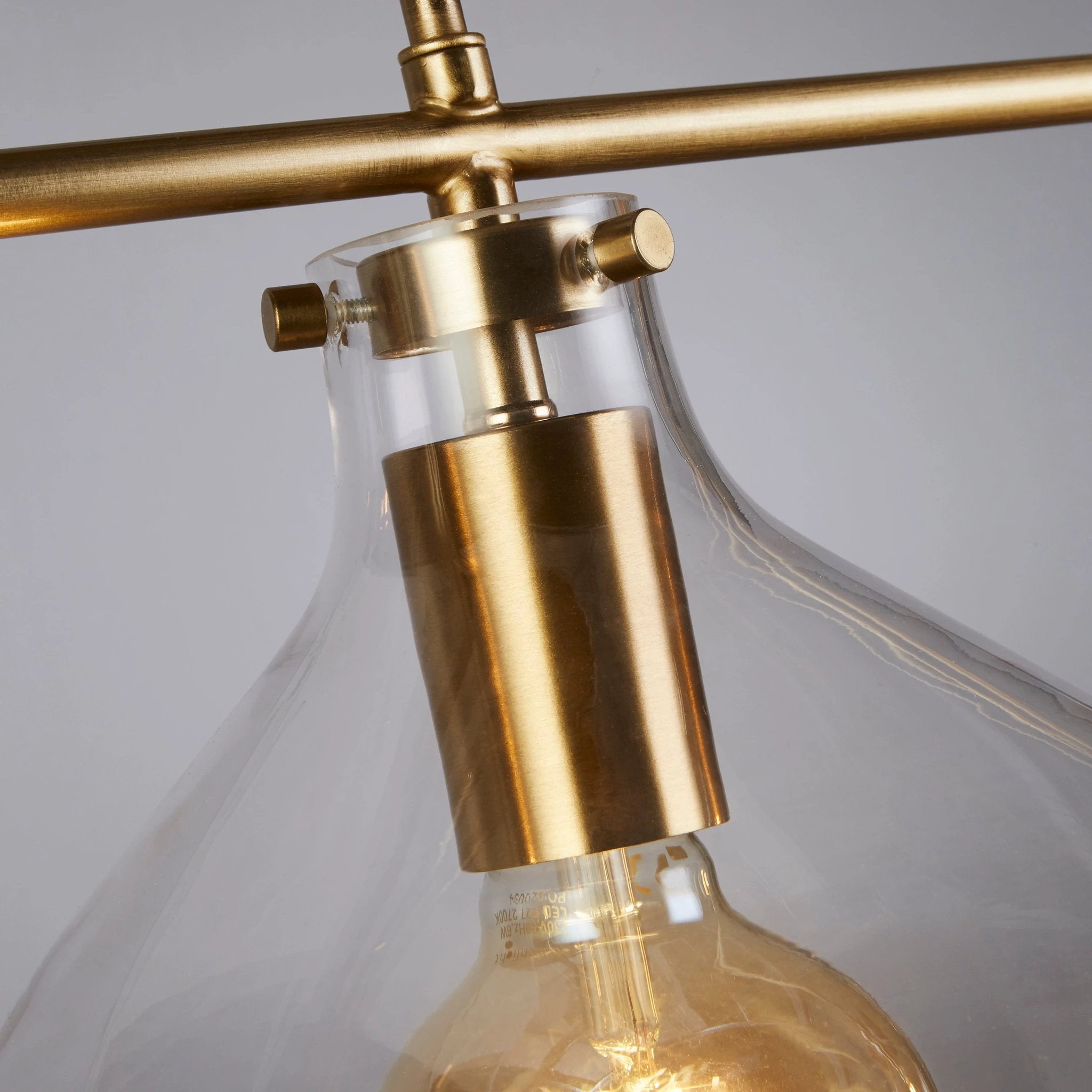 Hanglamp Margarita 3Lt Brass Metal & Clear Glass by Searchlight