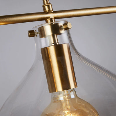 Hanglamp Margarita 3Lt Brass Metal & Clear Glass by Searchlight