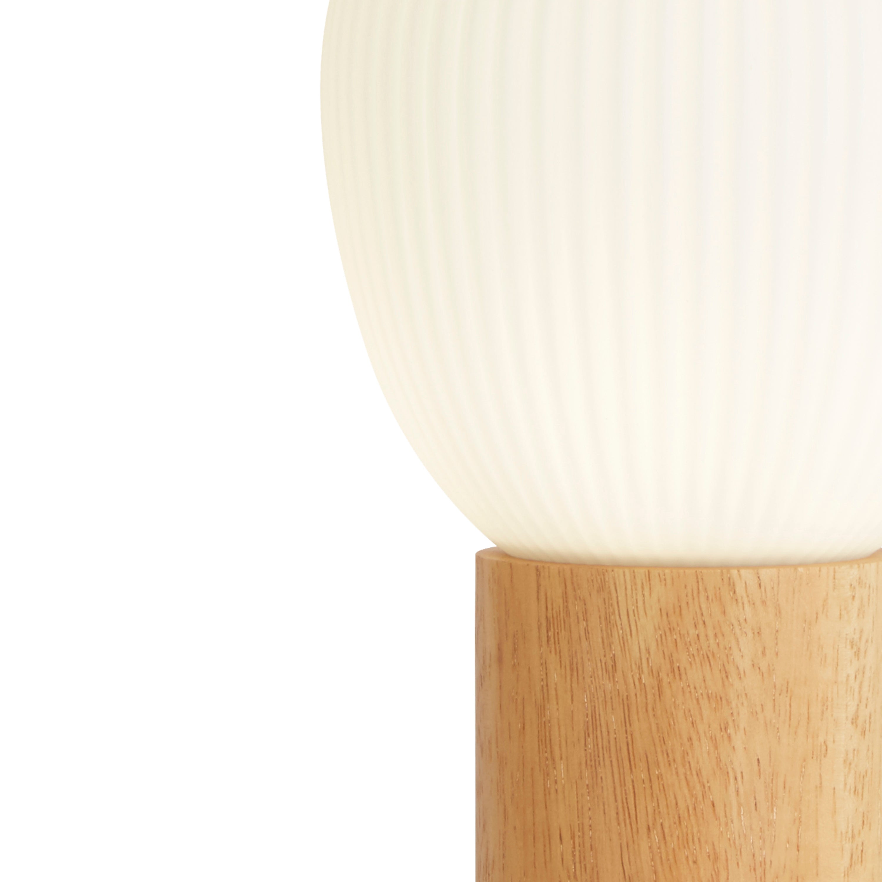 Ella Table Lamp - Wood & Opal Ribbed Glass