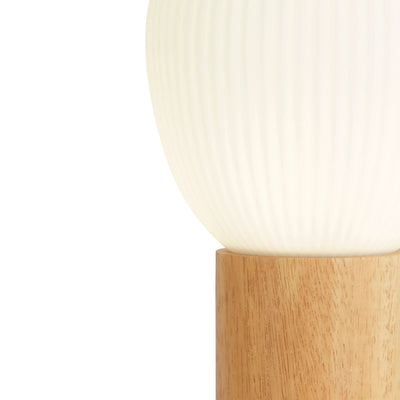 Tafellamp Ella - Wood & Opal Ribbed Glass by Searchlight