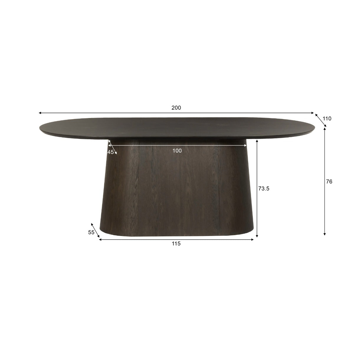 Eettafel Novero Espresso 200cm