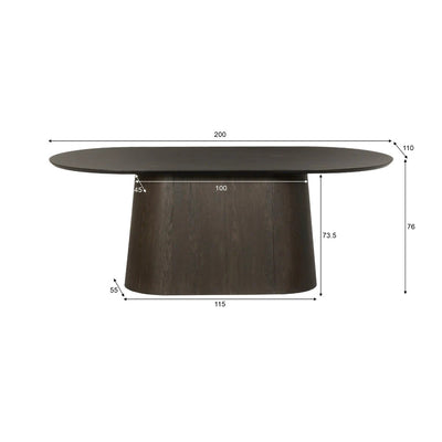 Eettafel Novero Espresso 200cm by Livingfurn