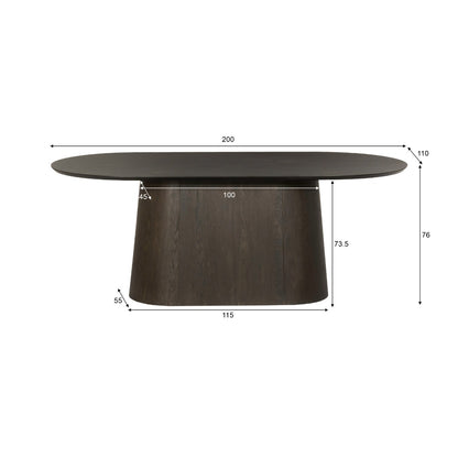 Eettafel Novero Espresso 200cm