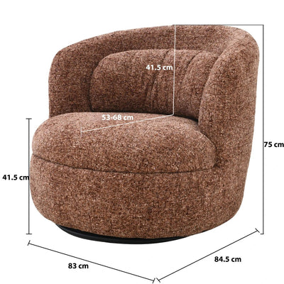 Draaifauteuil Britt Bordeaux by Livingfurn