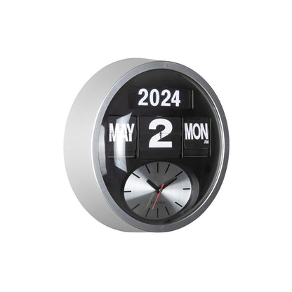 Wandklok Round Flip Zilver