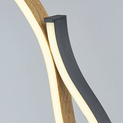 Bloom Table Lamp - Black Metal & Wood Effect