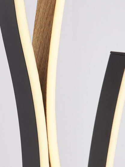 Bloom Floor Lamp - Black Metal & Wood Effect