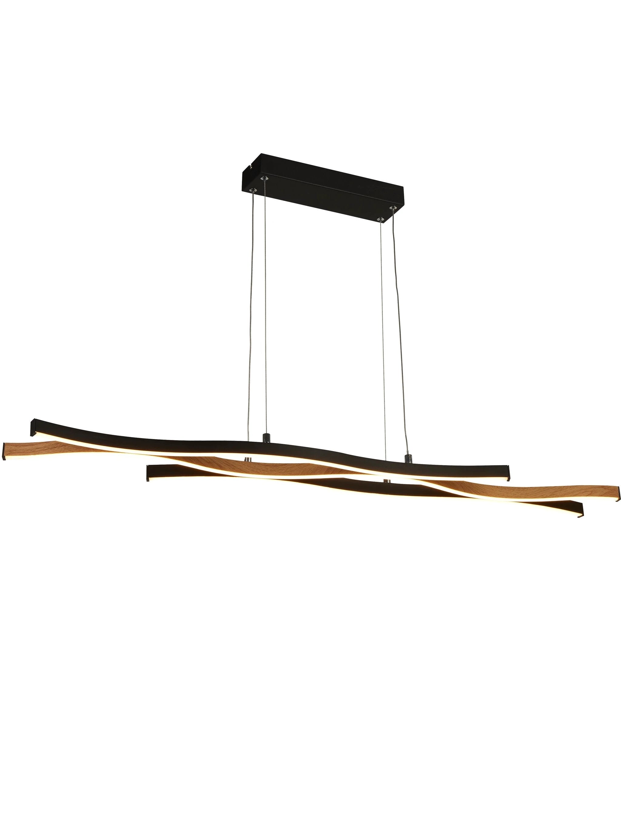 Hanglamp Bloom - Black Metal & Wood Effect by Searchlight