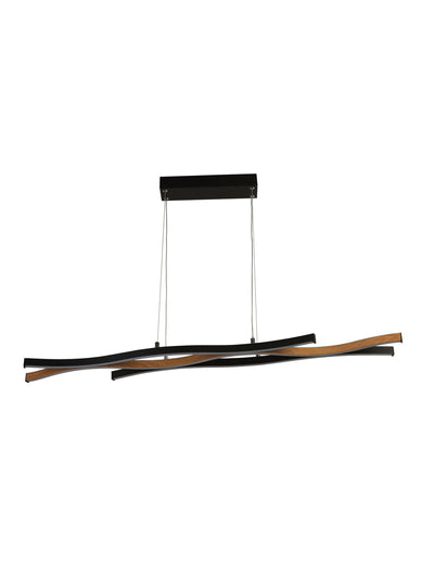 Hanglamp Bloom - Black Metal & Wood Effect by Searchlight