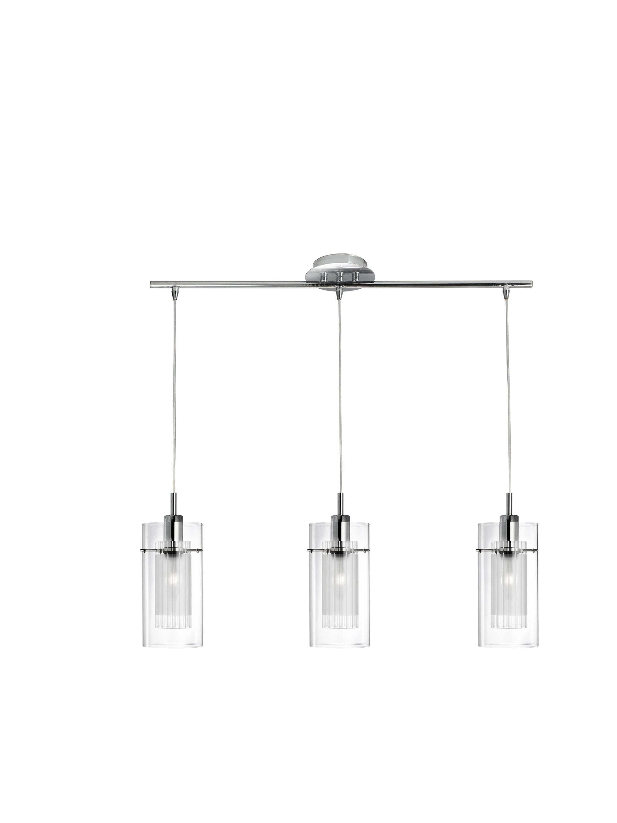 Hanglamp Duo I 3Lt - Chrome Metal & Double Glass by Searchlight
