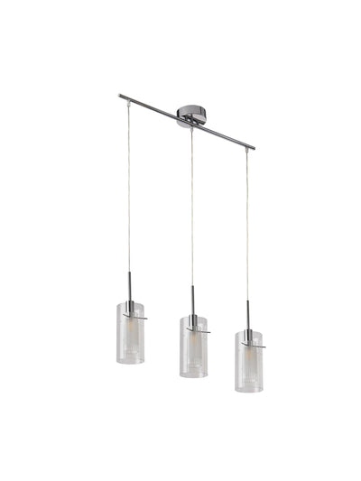 Hanglamp Duo I 3Lt - Chrome Metal & Double Glass by Searchlight