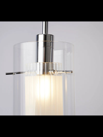 Hanglamp Duo I 3Lt - Chrome Metal & Double Glass by Searchlight