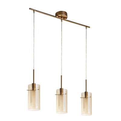 Hanglamp Duo III 3Lt - Bronze Metal & Champagne Glass by Searchlight