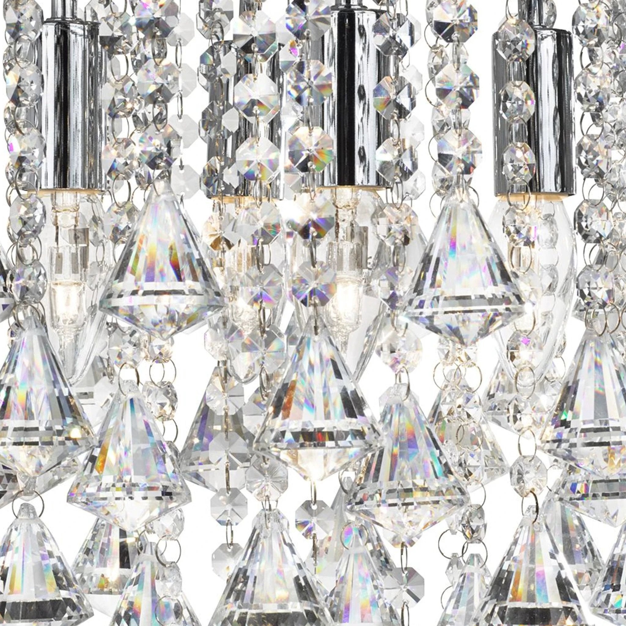 Plafondlamp Dorchester 5Lt Chrome Metal & Crystal by Searchlight