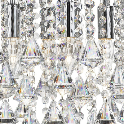 Plafondlamp Dorchester 5Lt Chrome Metal & Crystal by Searchlight