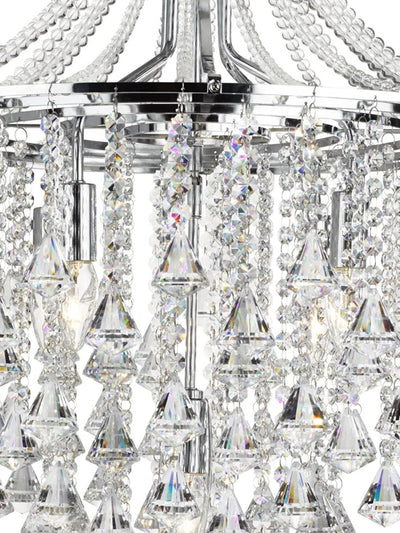Kroonluchter Dorchester 5Lt Chrome Metal & Crystal by Searchlight