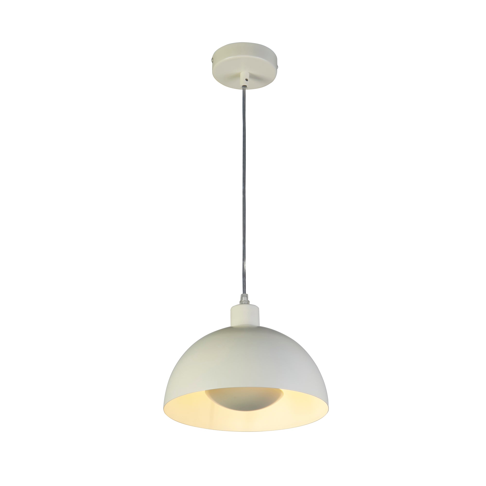 Mars 1LT Pendant, Matt Cream Metal & Cream Inner 40cm