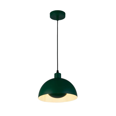 Hanglamp Mars 1LT - Matt Green Metal & Cream Inner 40cm by Searchlight