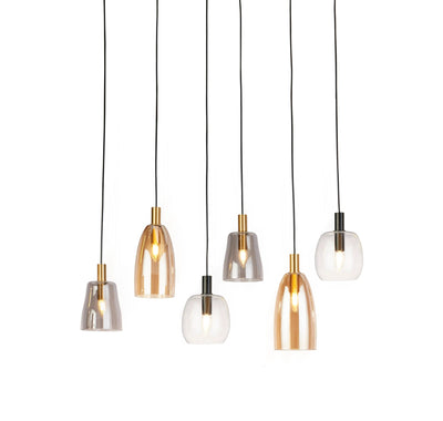 Hanglamp Divine 6Lt Multi - Black Metal & Coloured Glass by Searchlight