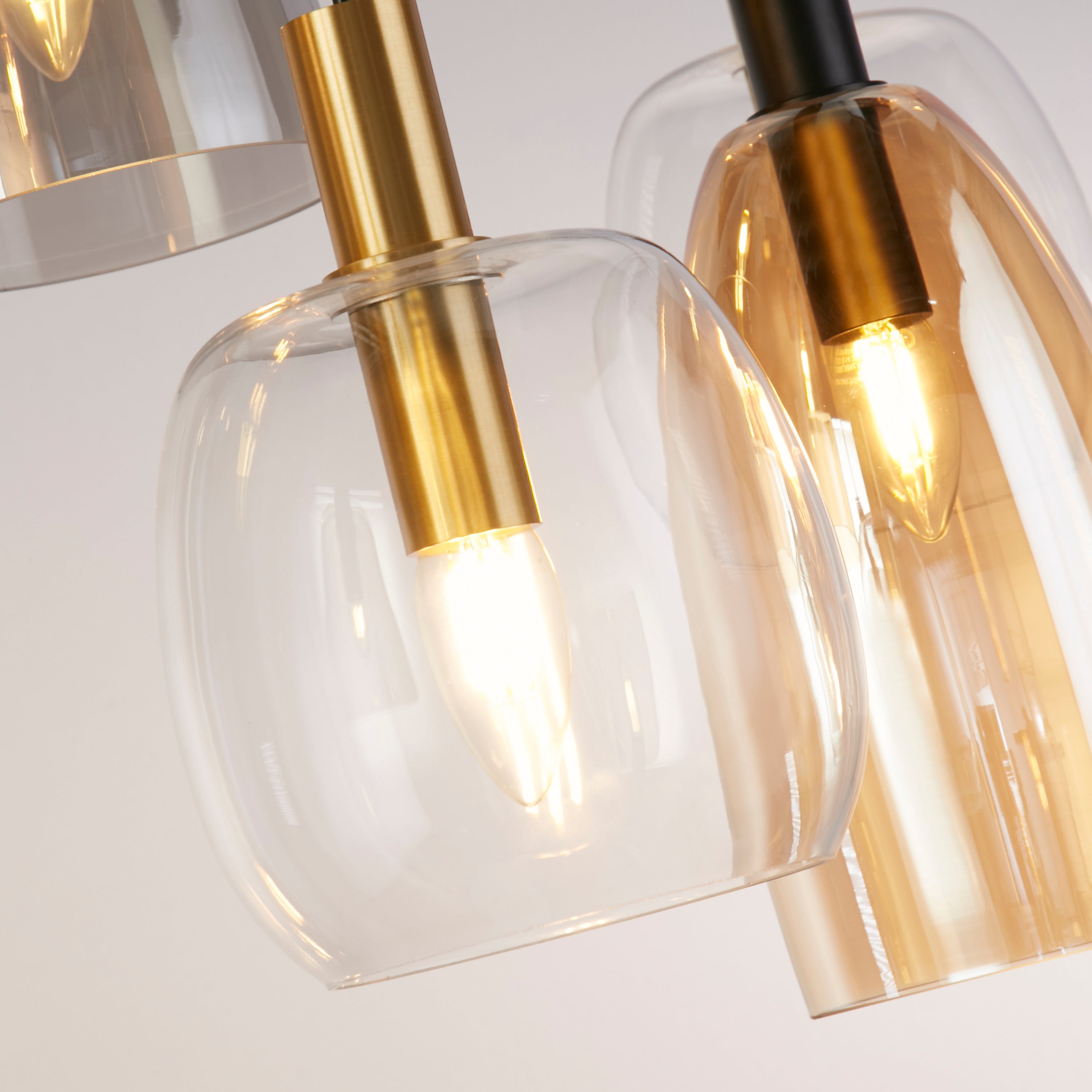 Divine 6Lt Multi-Drop Pendant - Black Metal & Coloured Glass