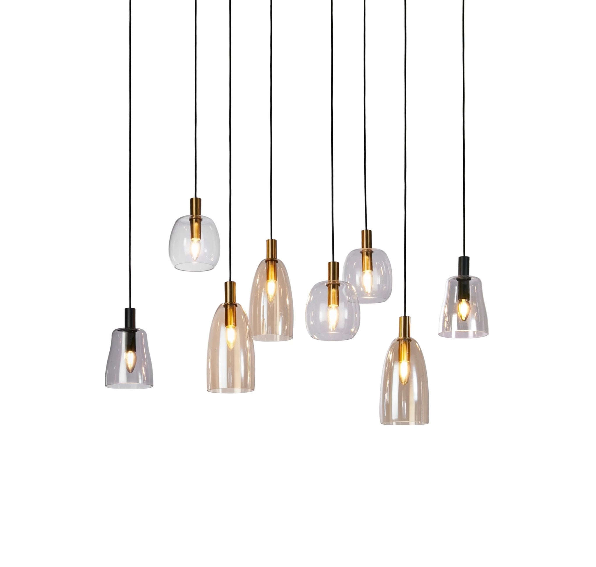 Hanglamp Divine 8Lt Multi - Black Metal & Coloured Glass by Searchlight