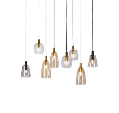 Hanglamp Divine 8Lt Multi - Black Metal & Coloured Glass by Searchlight