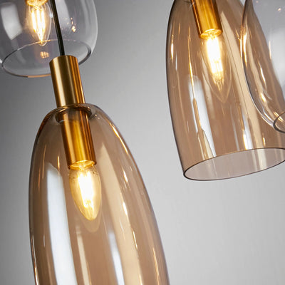Hanglamp Divine 8Lt Multi - Black Metal & Coloured Glass by Searchlight