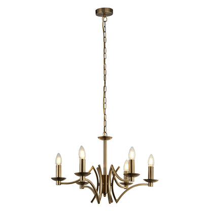 Ascot  6Lt Pendant - Antique Brass Metal