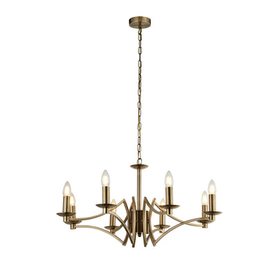 Kroonluchter Ascot 8Lt - Antique Brass Metal by Searchlight