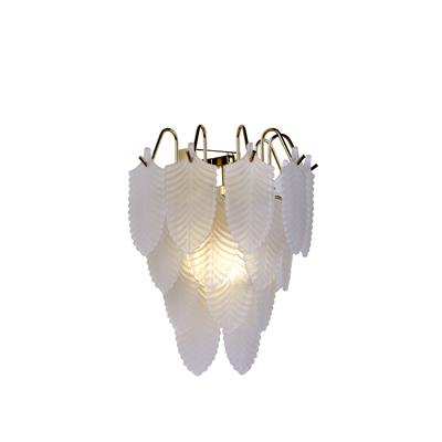 Wandlamp Feather, Polished Brass with Frosted Feather Gla