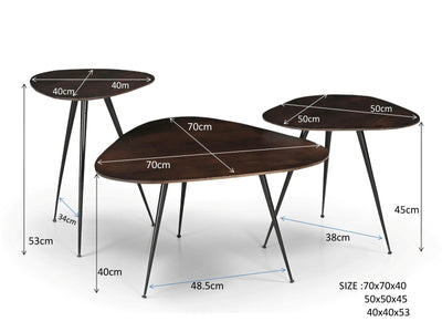 Salontafel Brix Loua Bruin set van 3 by Brix