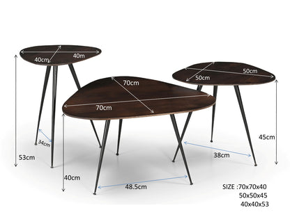 Salontafel Brix Loua Bruin set van 3