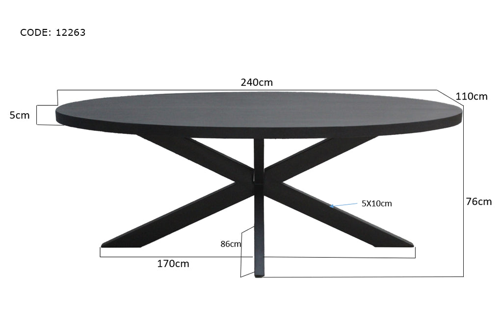 Eettafel Kala Ovaal Spin 240 cm