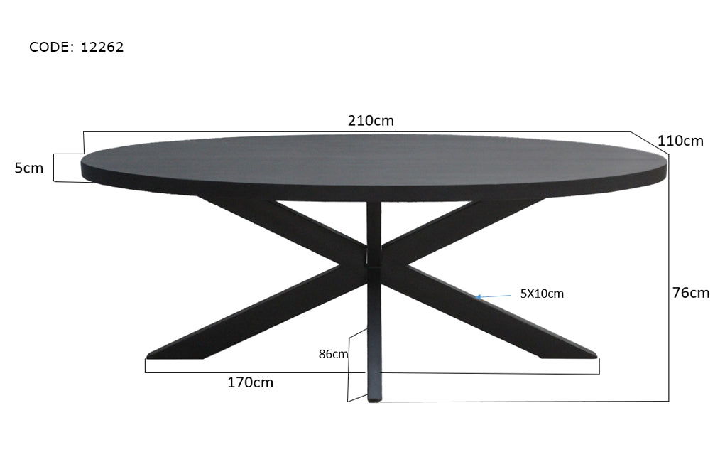 Eettafel Kala Ovaal Spin 210 cm