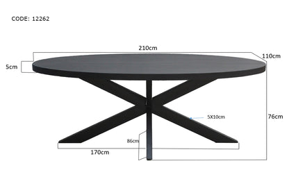 Eettafel Kala Ovaal Spin 210 cm
