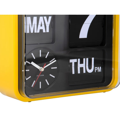 Wandklok Mini Flip Geel