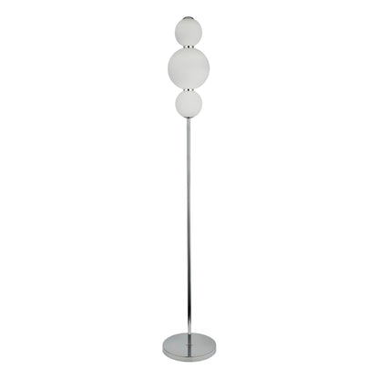 Snowball  3Lt Floor Lamp  - Chrome Metal & Opal Glass