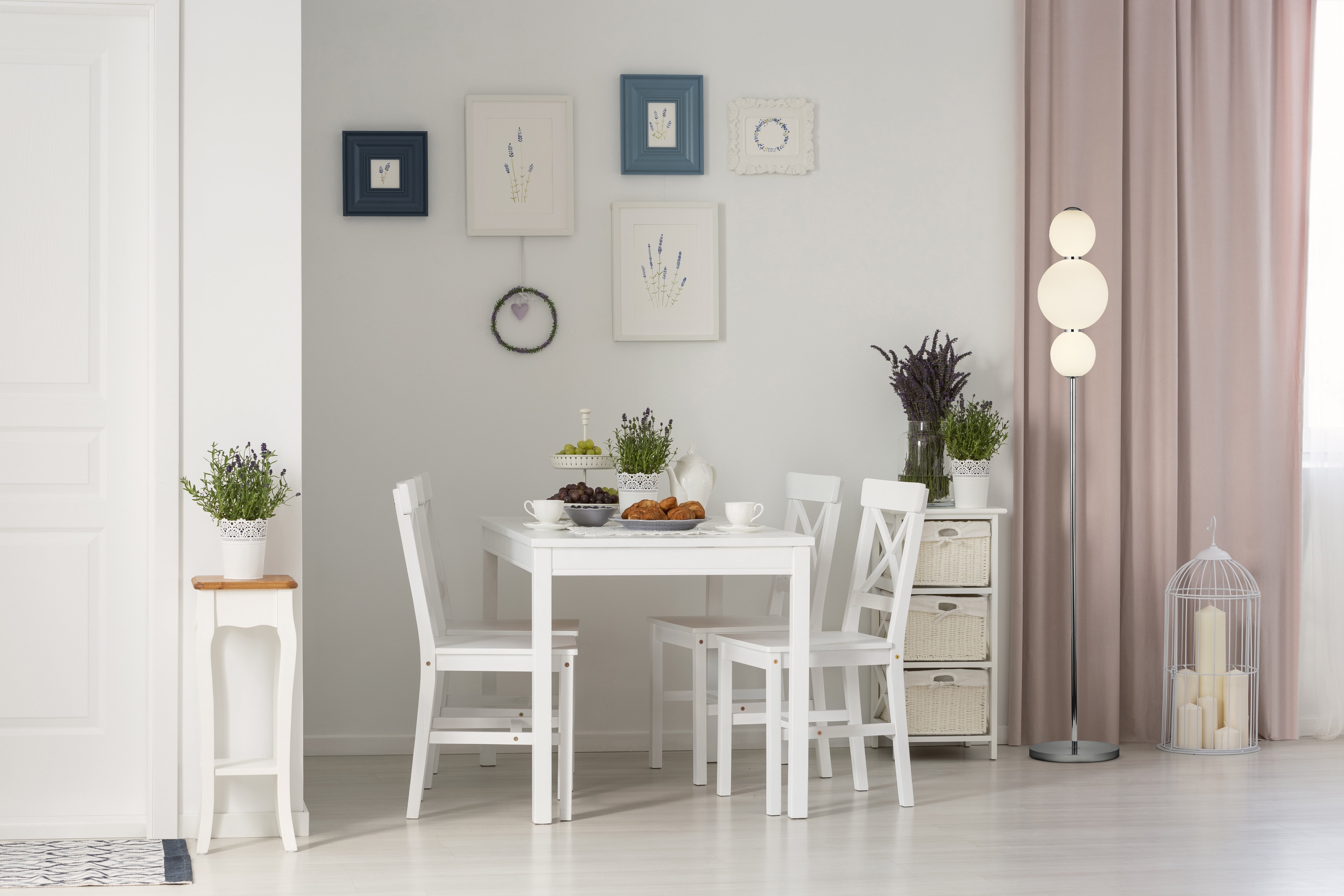 Snowball  3Lt Floor Lamp  - Chrome Metal & Opal Glass