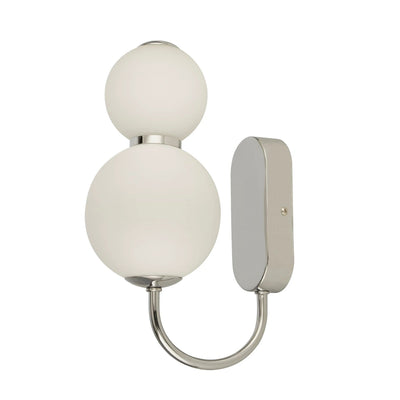 Wandlamp Snowball 2Lt - Chrome Metal & Opal Glass by Searchlight