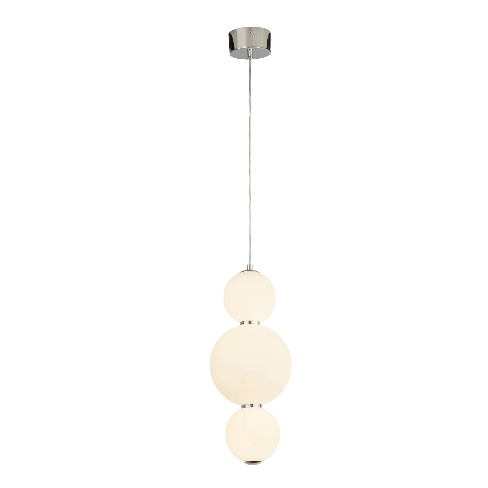 Hanglamp Snowball 3Lt - Chrome Metal & Opal Glass by Searchlight