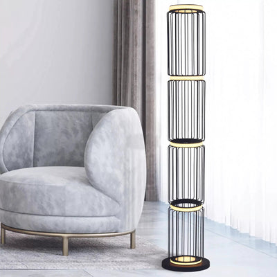 Vloerlamp Circolo - Black, White and Clear by Searchlight