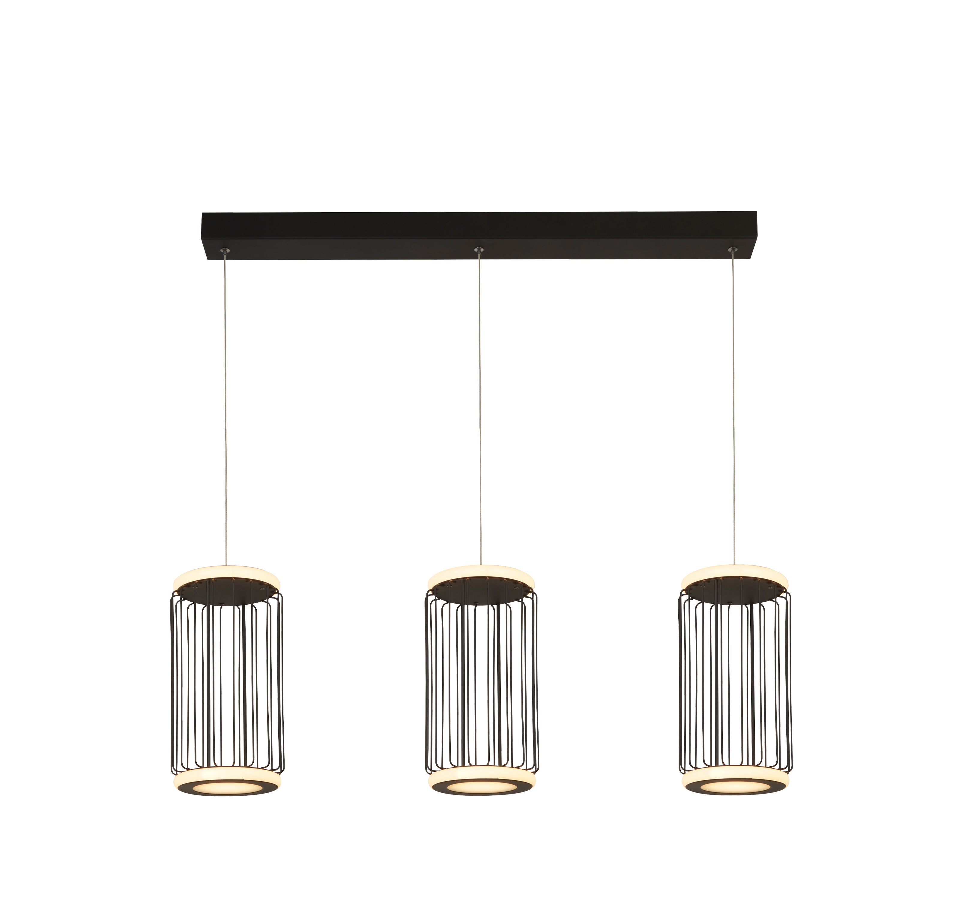 Circolo 3Lt Cage Bar Pendant - Black Metal & White Silicon