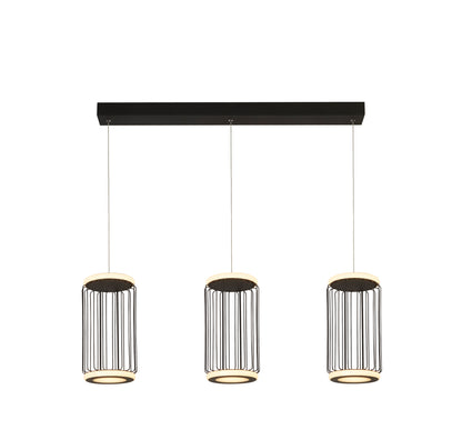 Circolo 3Lt Cage Bar Pendant - Black Metal & White Silicon