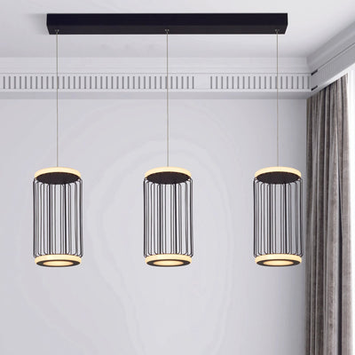 Hanglamp Circolo 3Lt - Black Metal & White Silicon by Searchlight